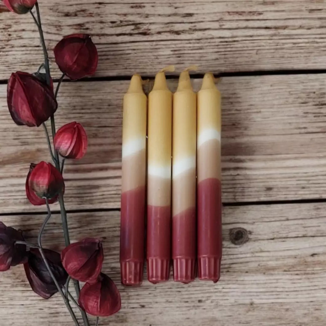 Dip Dye Taper Candles - ochre/cocoa/wine