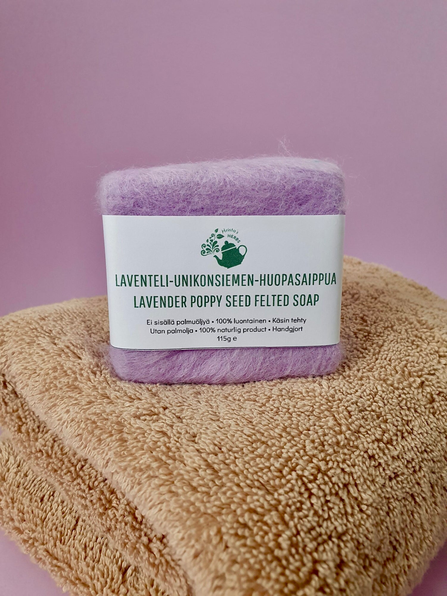 Lavender Poppy Seed Felted Soap