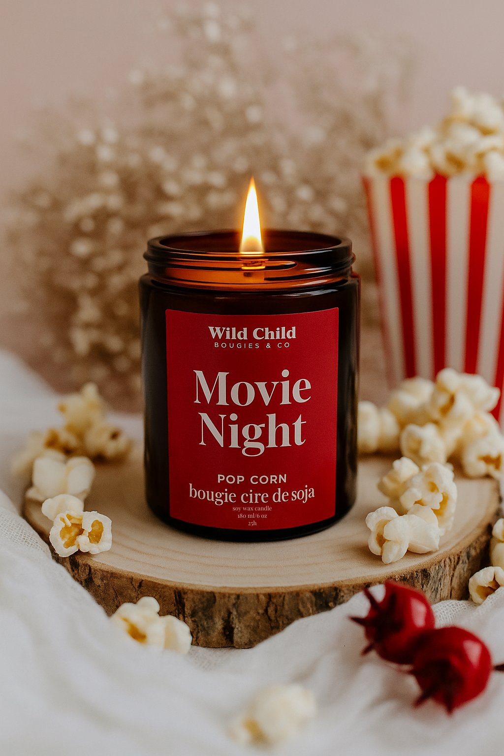 Popcorn Scented Candle – Authentic Movie Night at Home (25h)