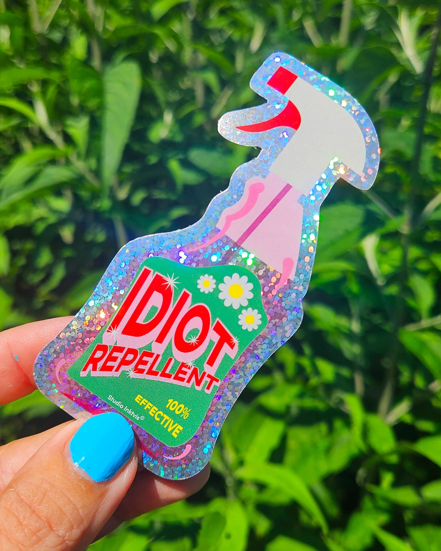 Idiot Repellent -glitter sticker