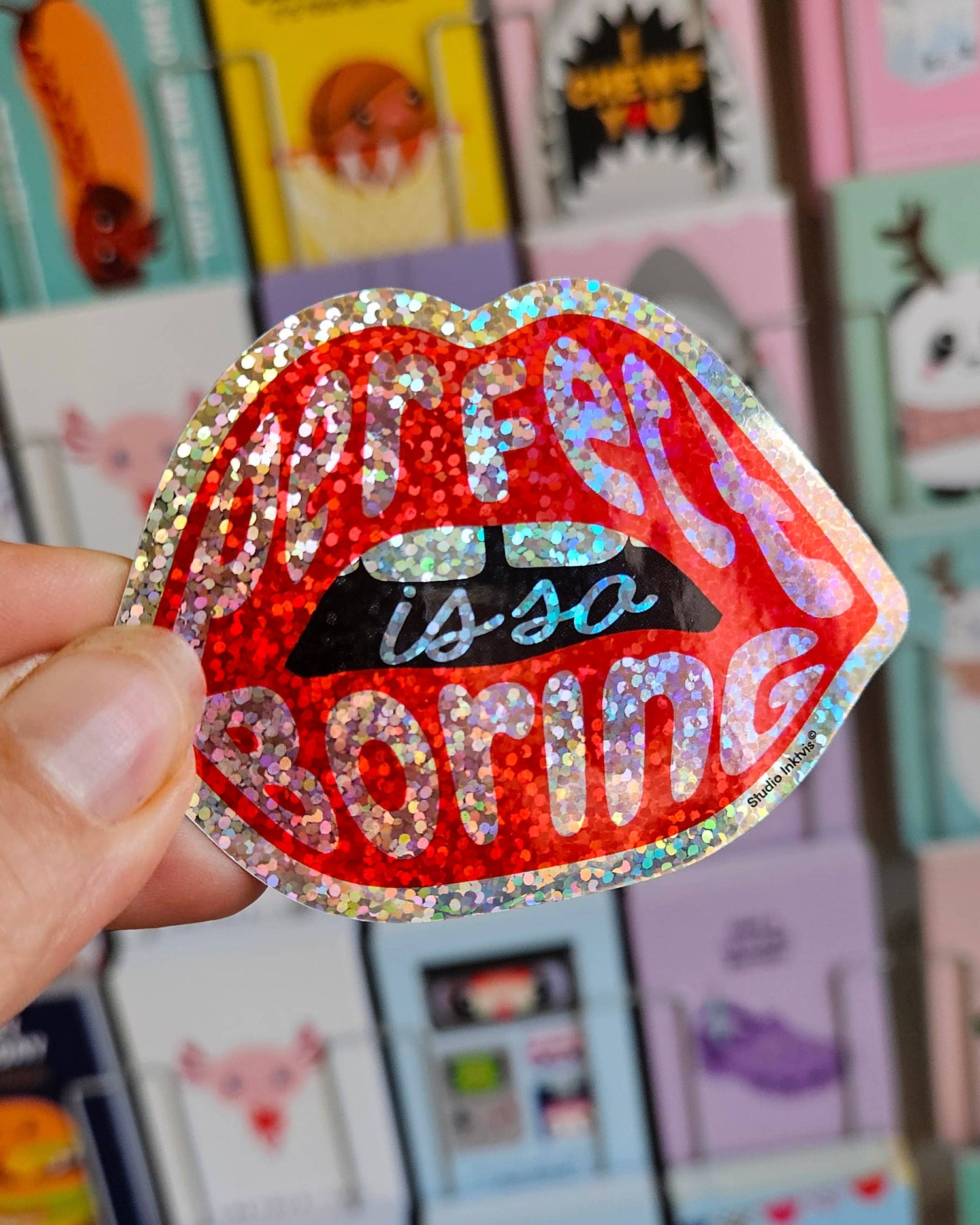 Perfect is so boring -glitter sticker
