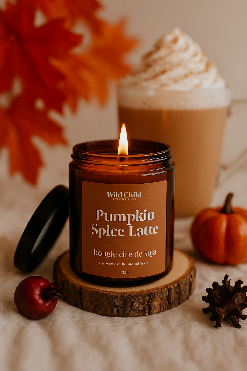 Pumpkin Spice Latte Tuoksukynttilä – Aito Syystunnelma (25h)
