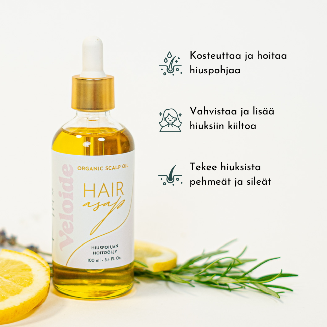 Hair ASAP hiuspohjaöljy product details - Veloide hair care for all hair types