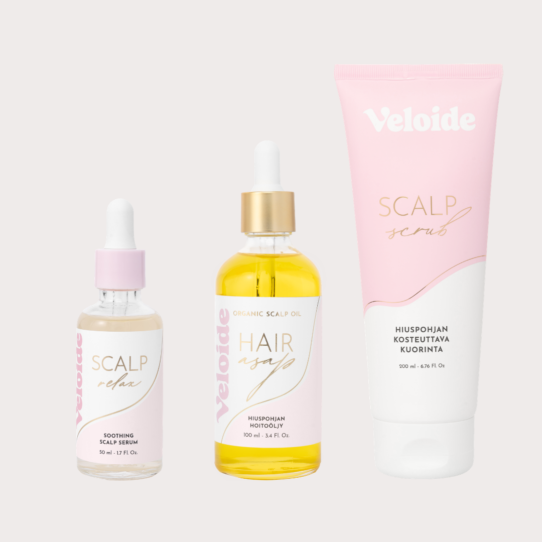 Veloide Complete Scalp Care Trio – Täydellinen Hiuspohjan Hoitosetti