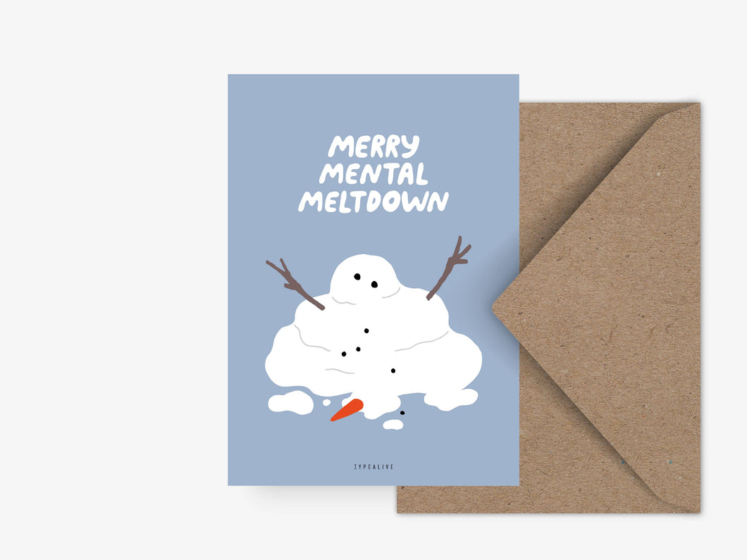 Merry Meltdown Postikortti – Hauska Talvitervehdys