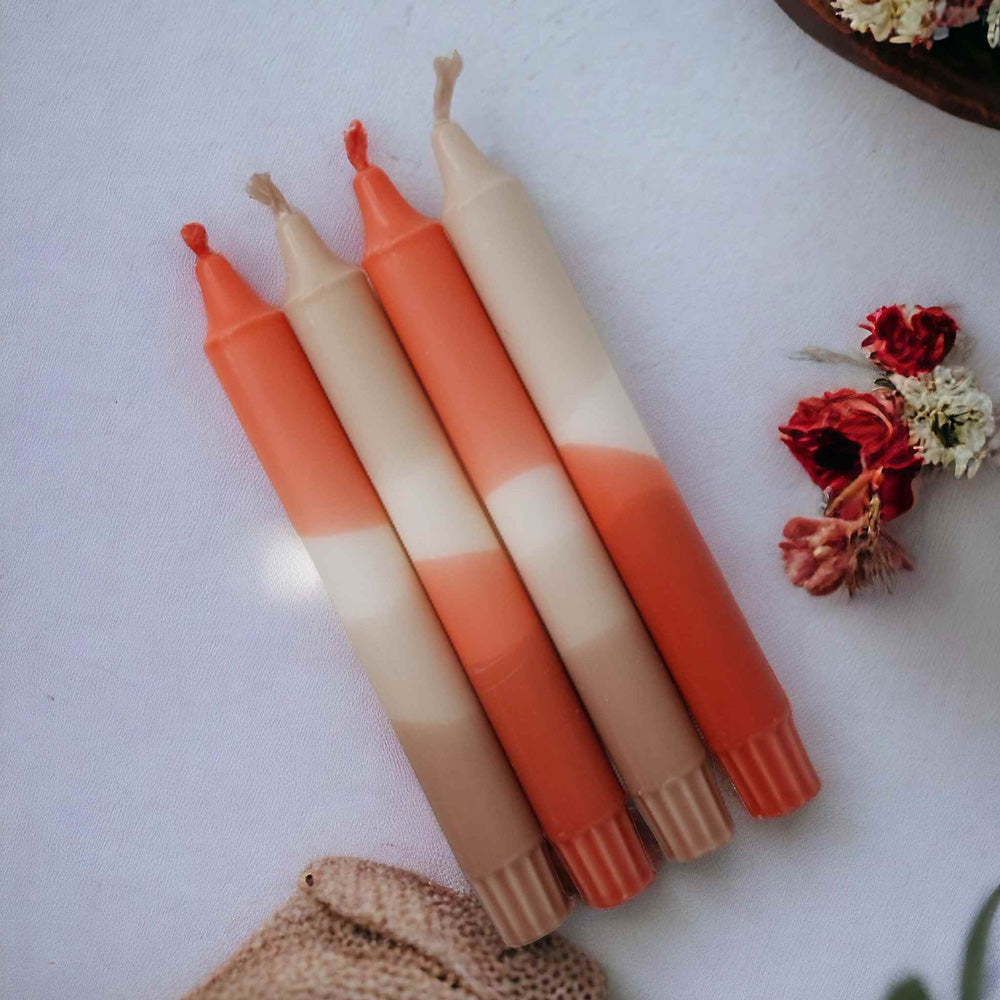 Dip Dye Taper Candles - powder/terracotta/cognac