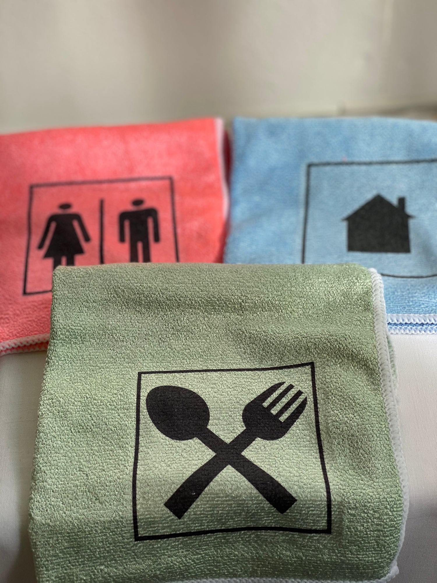 Microfiber Towel Set with Symbols 3 pcs – WC, General, Kitchen